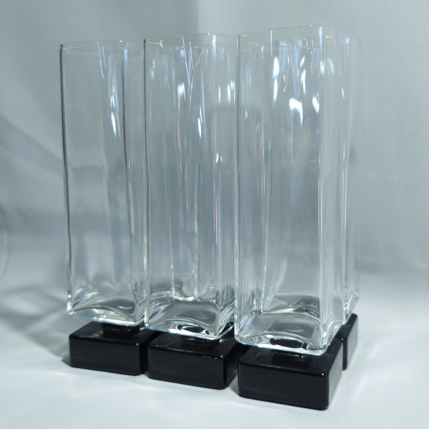 6 vintage square-stemmed glasses