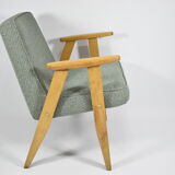 Armchair 366, designer J. hierowski, oak wood, green