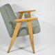 Fauteuil 366,  J. Chierowski, bois de chêne, vert