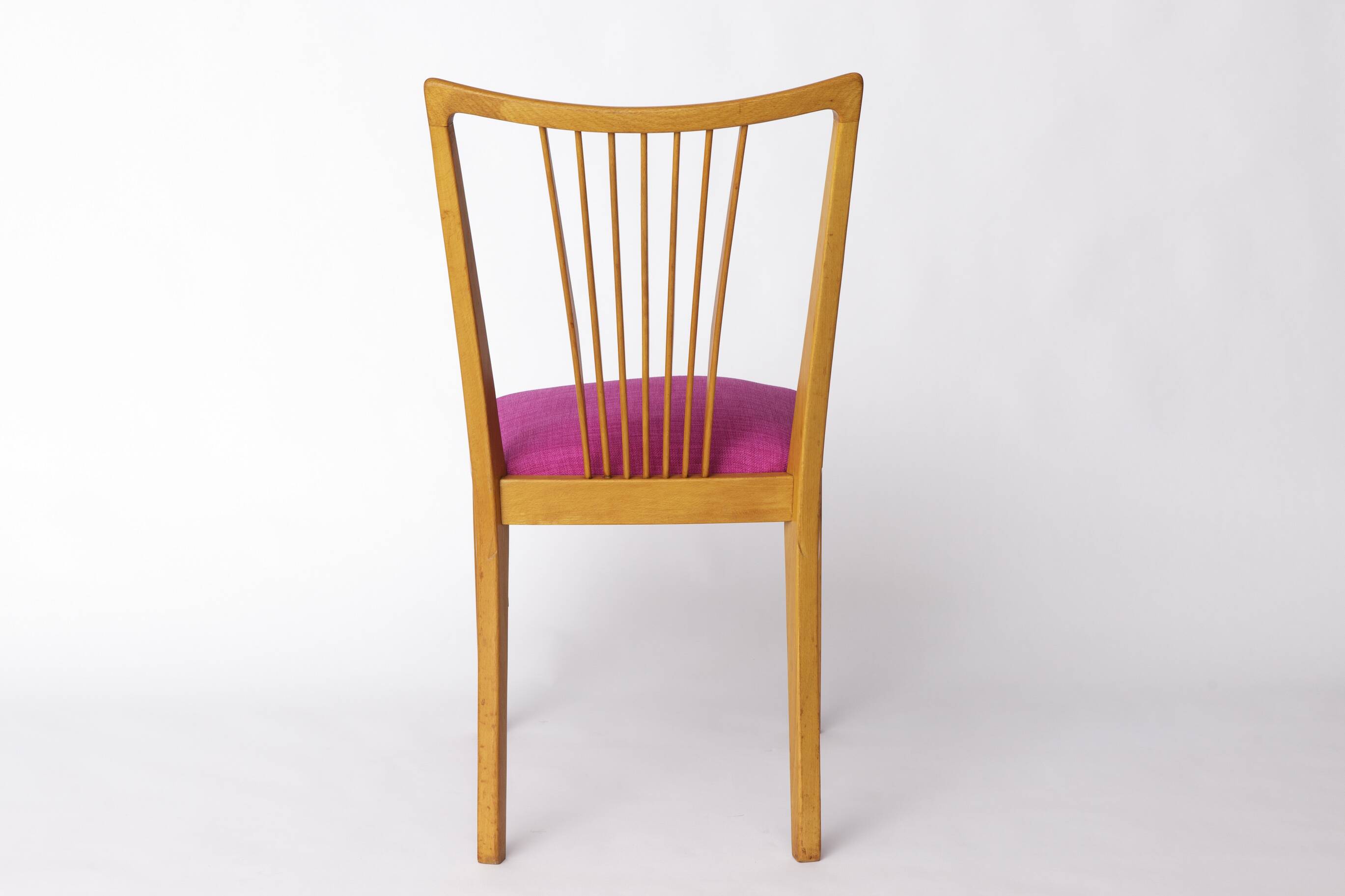 Vintage Magenta Upholstered Beech Dining Chair – Germany, 1960s–1970s