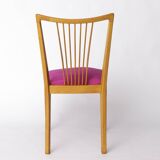 Vintage Magenta Upholstered Beech Dining Chair – Germany, 1960s–1970s