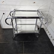 Art Deco trolley on wheels in chromed metal, 1930s