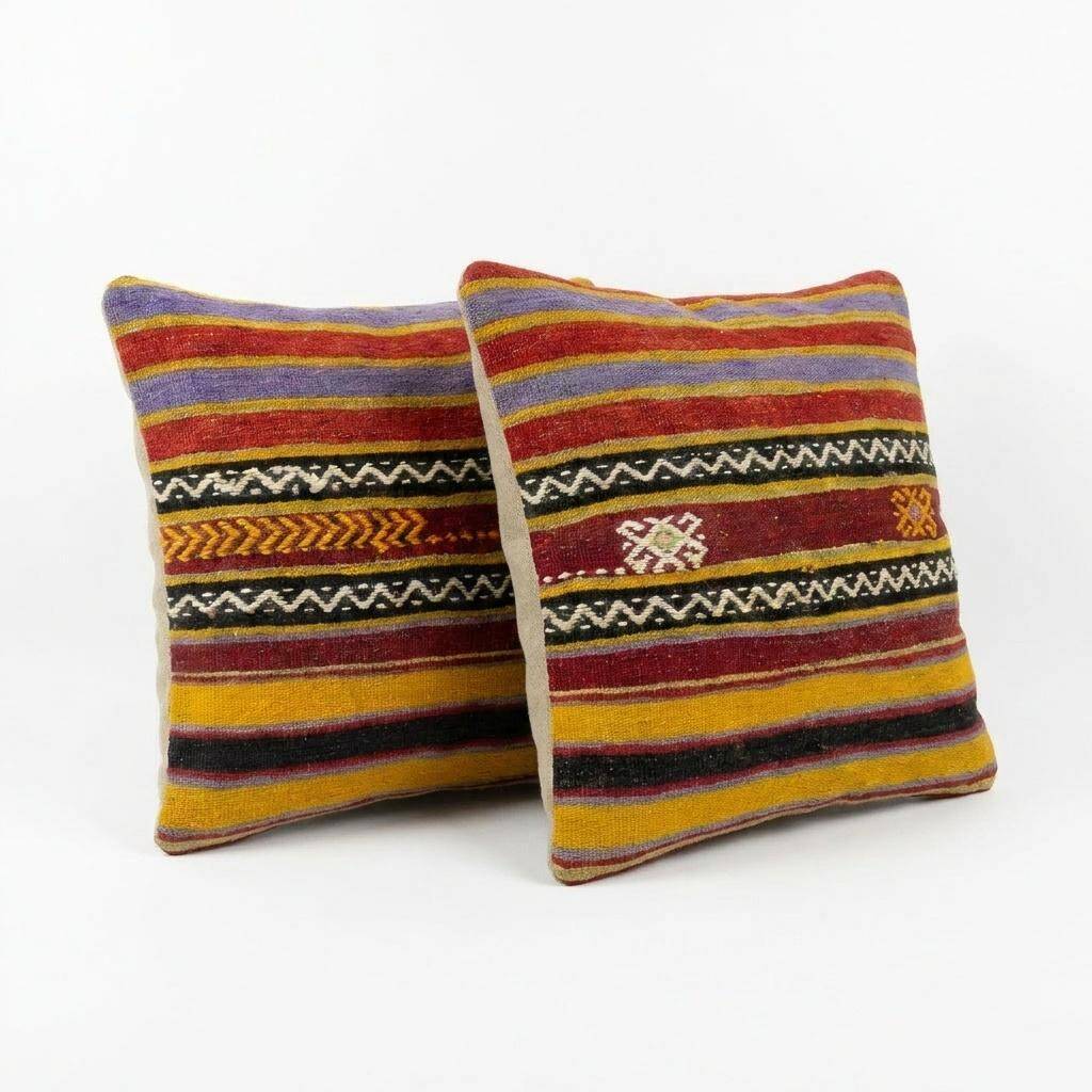 Set of 2 vintage kilim cushion covers 51x51 cm