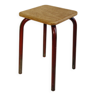Vintage metal and wood stool 45 cm