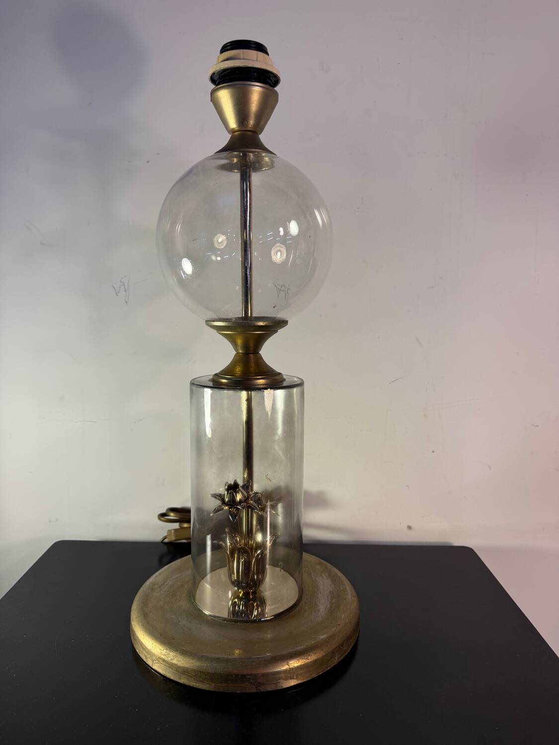 Lamp See Delmas glass and brass, vintage design