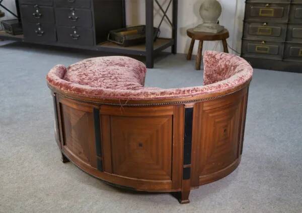 Art Deco "Kidney" sofa in mahogany veneer, 1930s