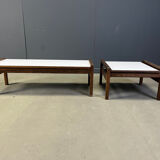 Ensemble de tables basses belges en wengé par Beaufort, années 1960.