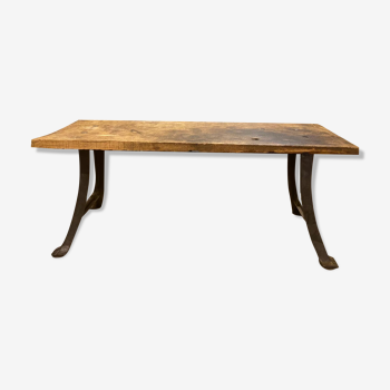 Wooden and cast iron table