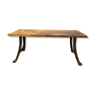 Wooden and cast iron table