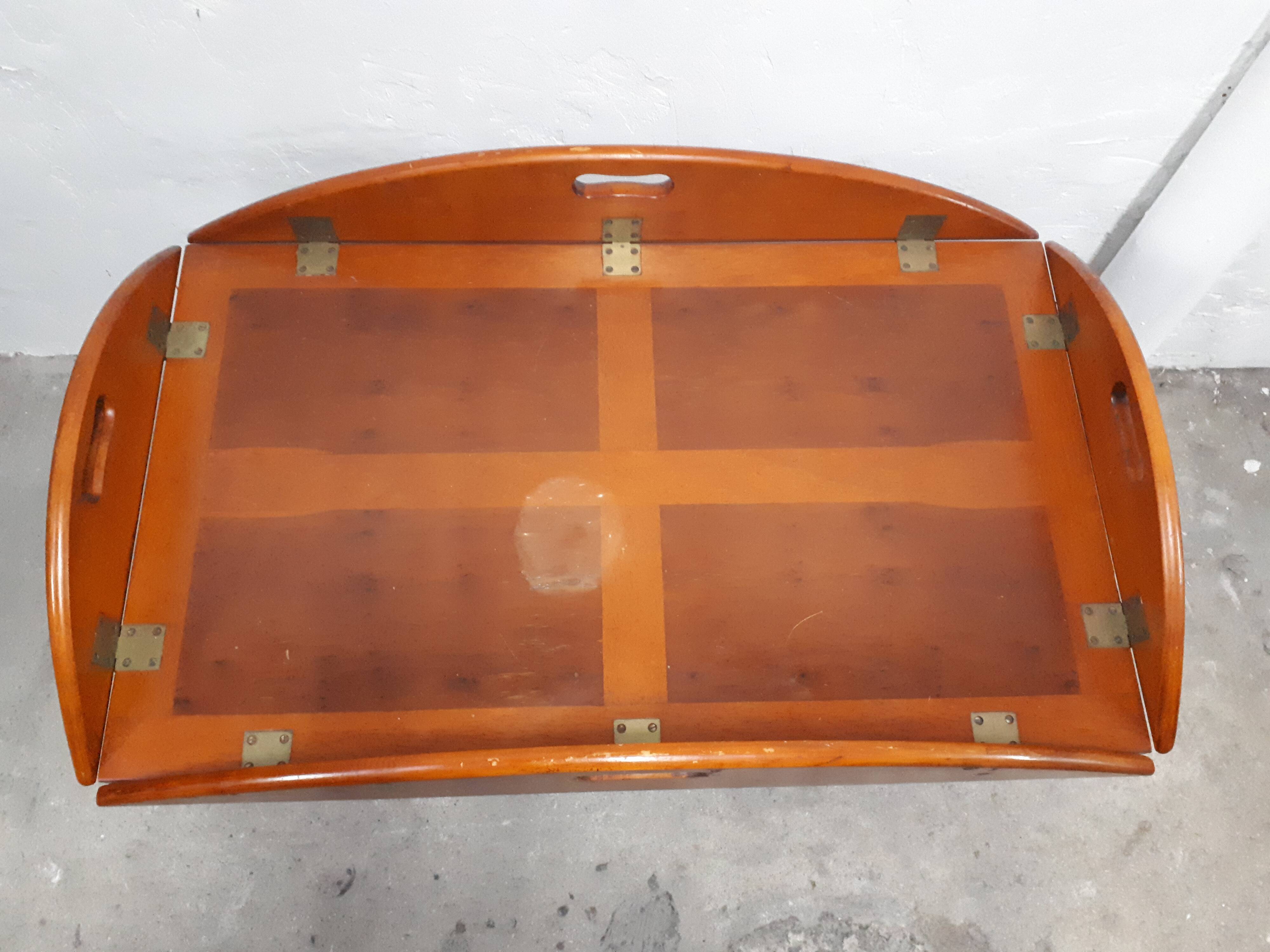 Wooden coffee table removable oval board nautical style