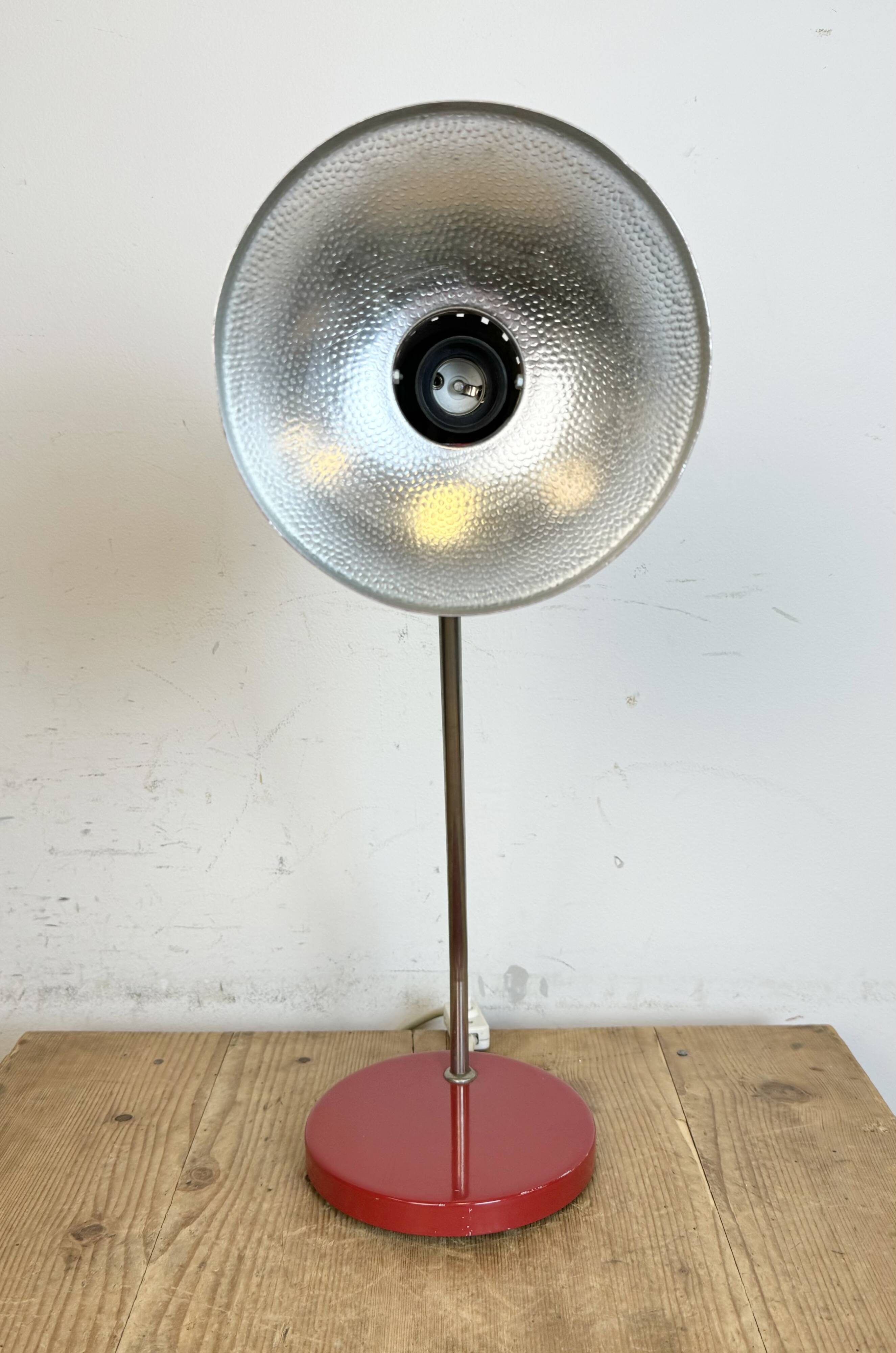 Vintage red east german table lamp from aka leuchten, 1970s