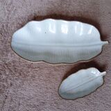 Banana leaf shaped barbotine dish and bowl