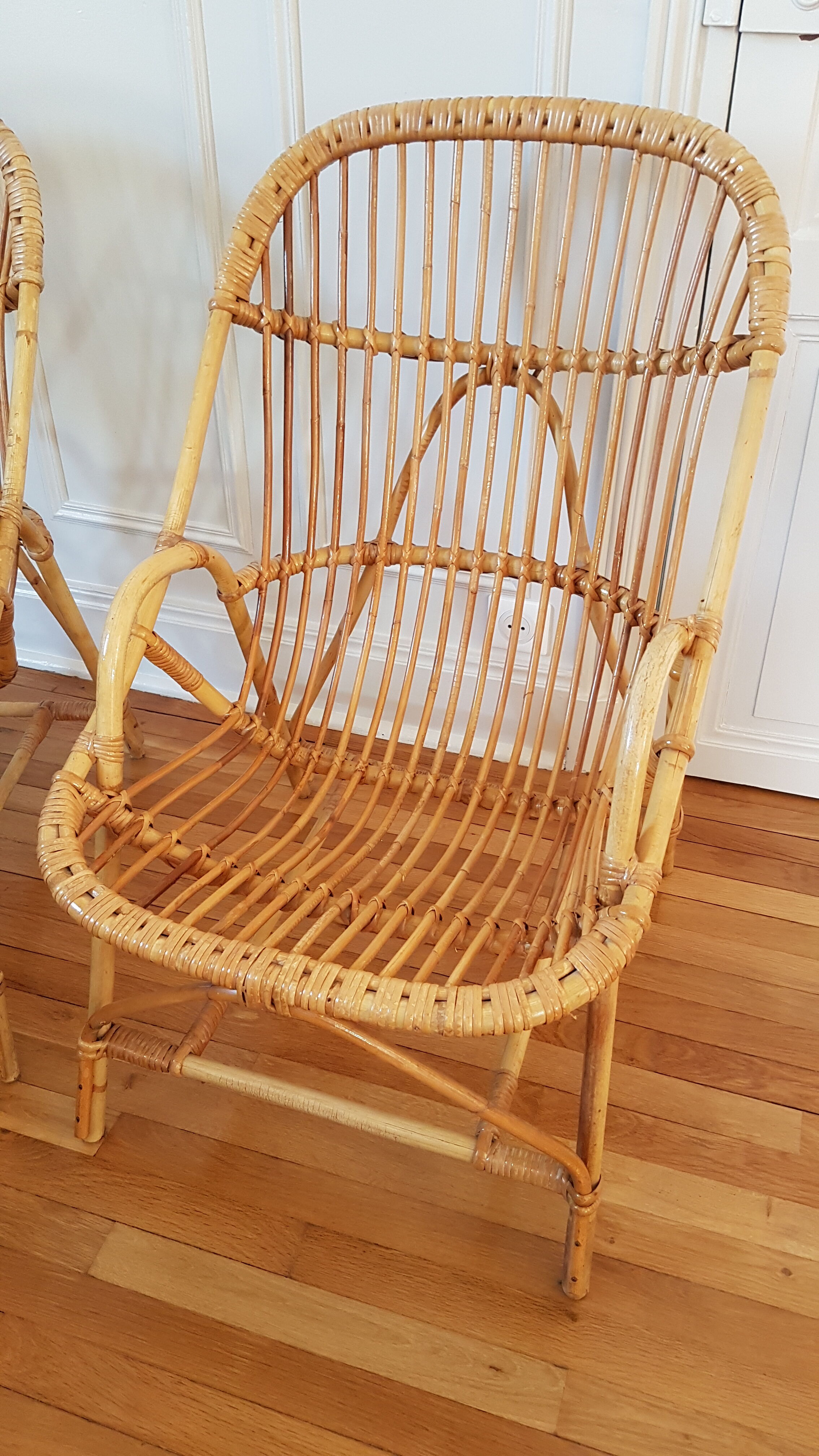 Pair of rattan armchairs