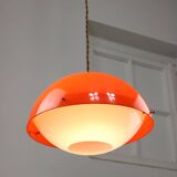 Italian space age orange plexiglass pendant lamp, 1970s