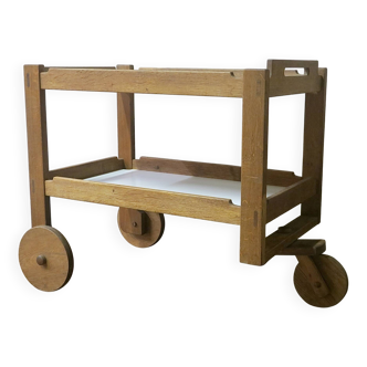 Desserte de bar scandinave du milieu du siècle en chêne massif, années 1950-1960
