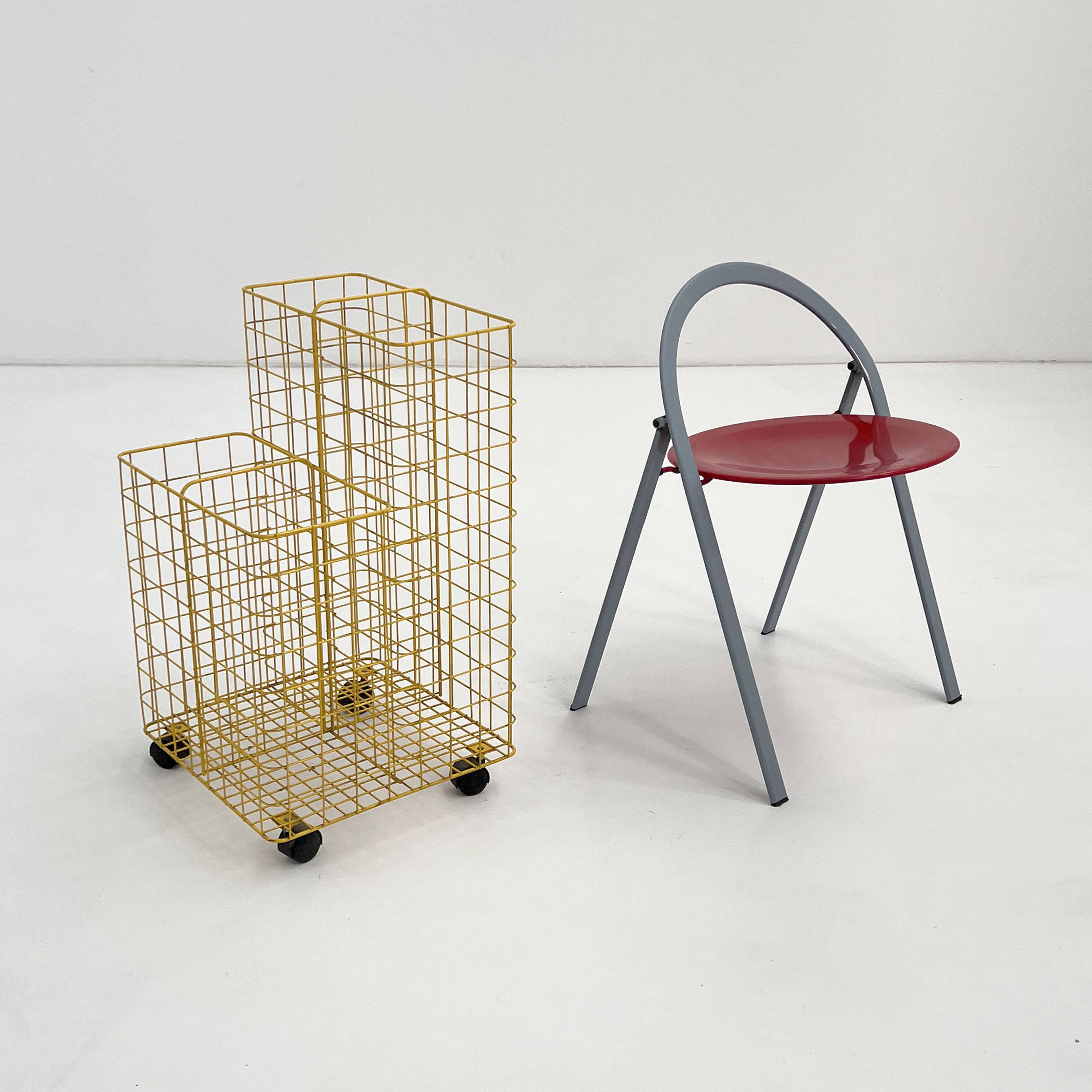 Yellow metal dessert trolley, 1980