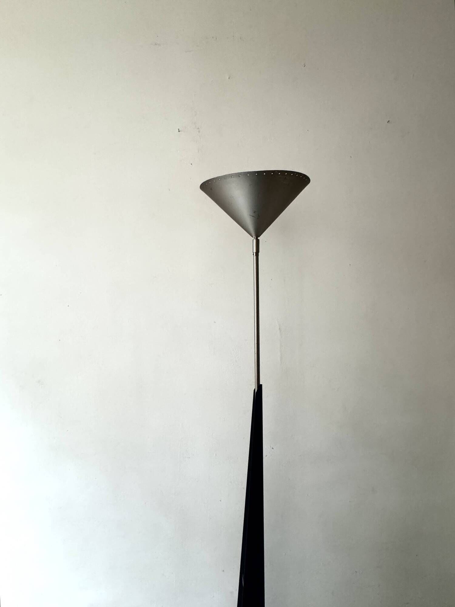 Vintage chrome metal cone floor lamp, adjustable, Ikea 1980.