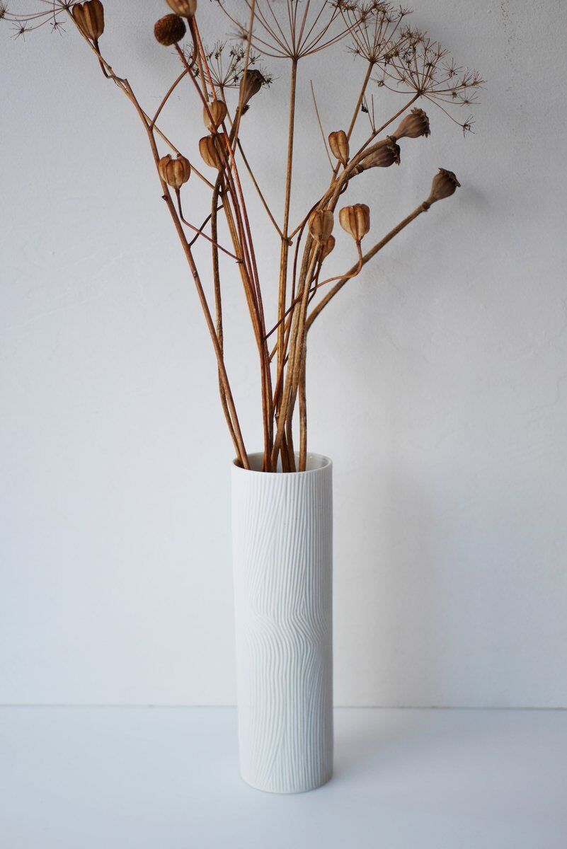 Mid-century modern Op-Art Studio Line bisque porcelain vase by Werner Schreib for Rosenthal, 1960s