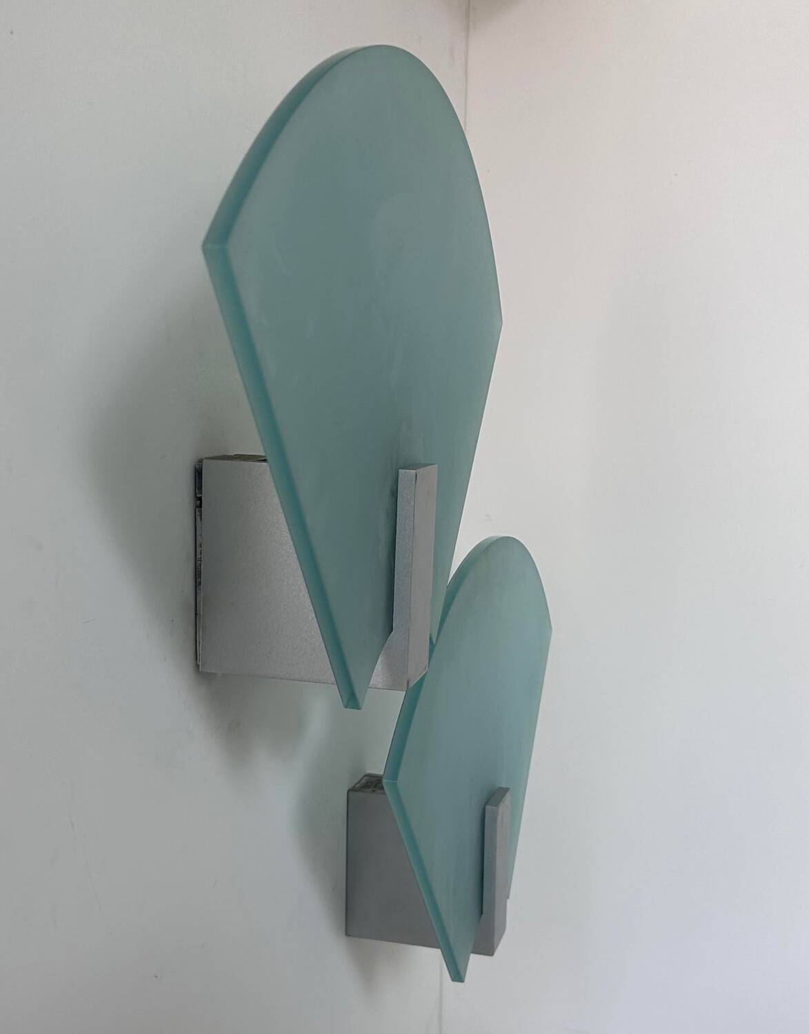 Pair of vintage sandblasted glass wall lights, Italy 1980s