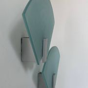 Pair of vintage sandblasted glass wall lights, Italy 1980s