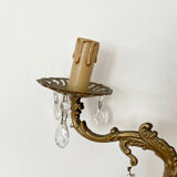 Antique 3-arm brass chandelier with tassels