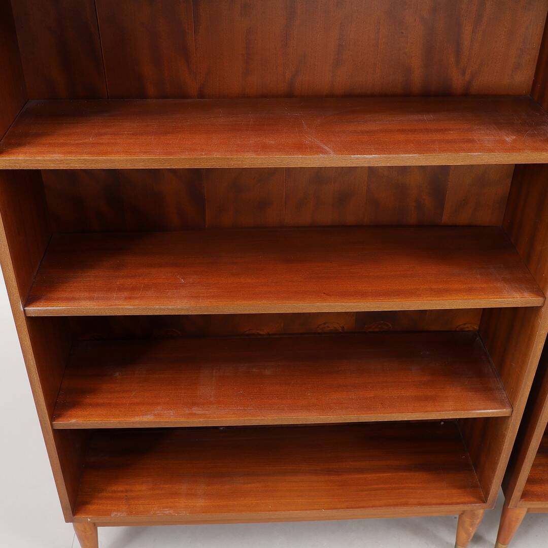 Vintage teak bookcase several adjustable levels 1960 suede