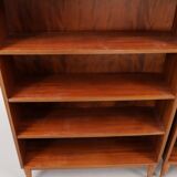 Vintage teak bookcase several adjustable levels 1960 suede