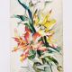 Aquarelle bouquet d’iris signé vintage
