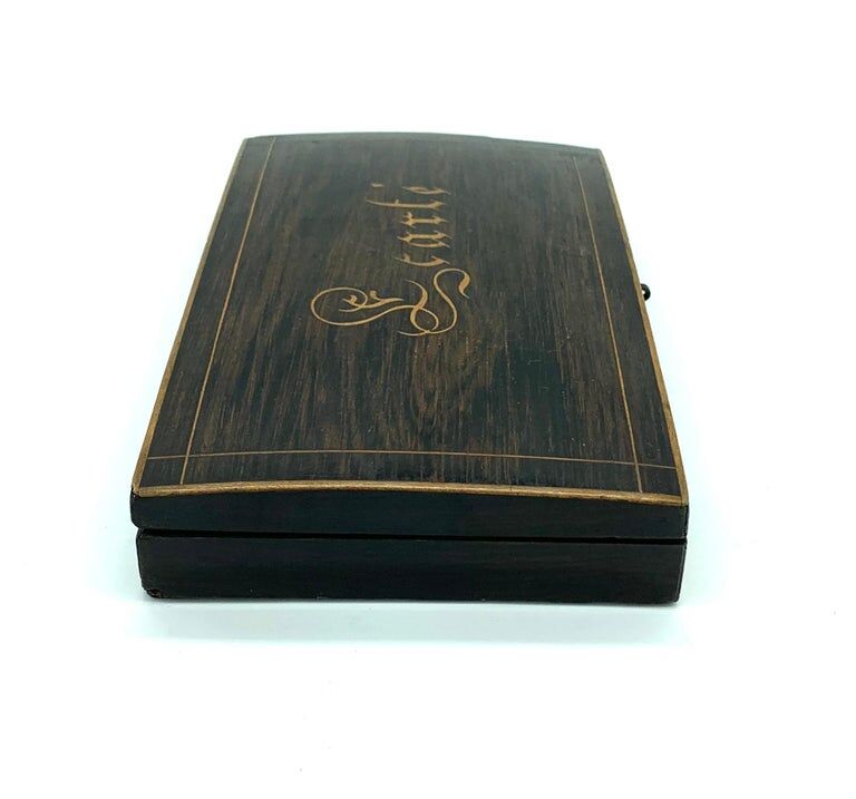 Card box in rosewood marquetry mid 19th century
