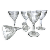 Set of 5 blown glass goblets in Art Deco style, circa 1900.