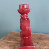 Art Deco ceramic candlestick, burgundy