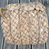 70s woven pouf footstool