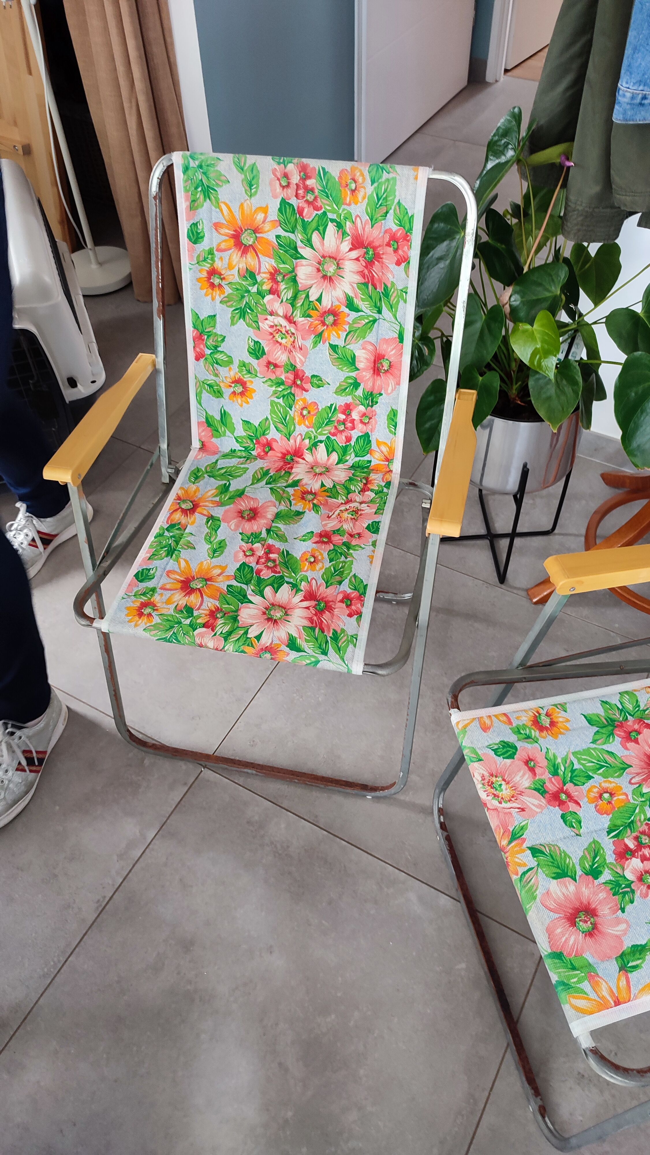 Pair of folding armchairs
