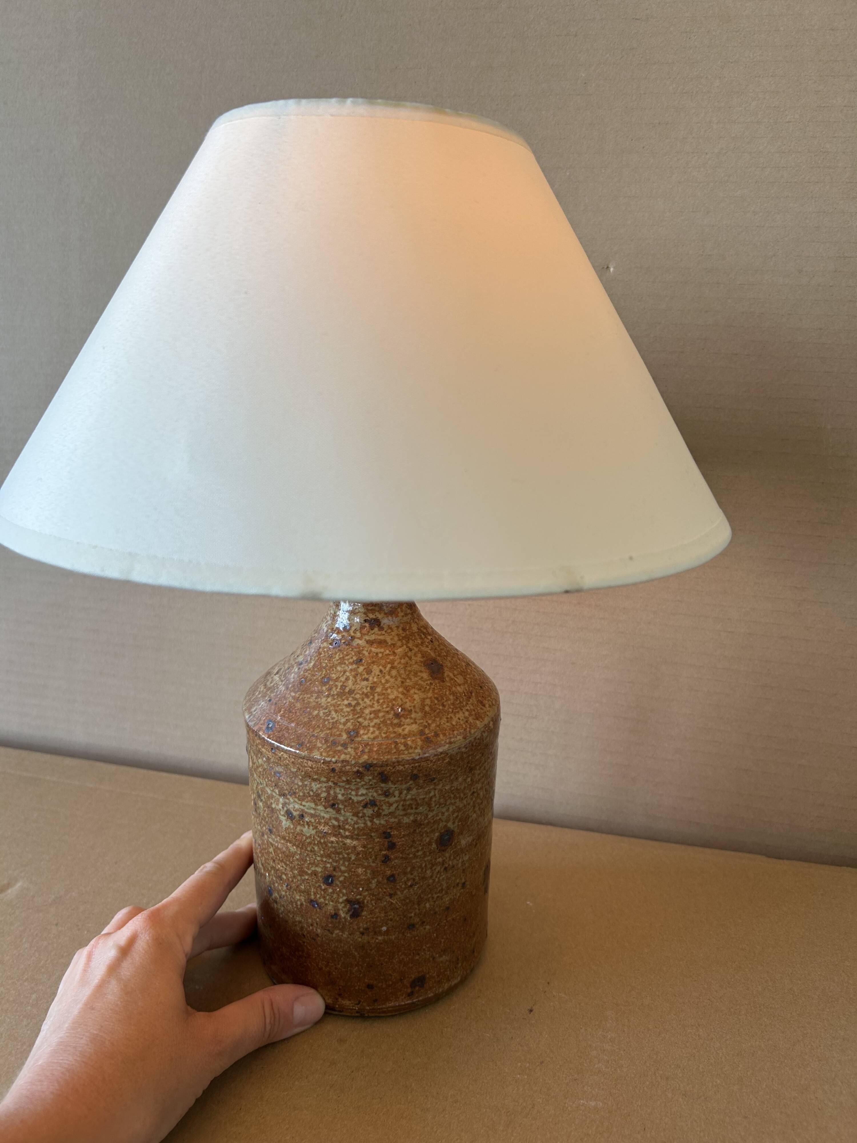 Vintage enamelled stoneware table lamp