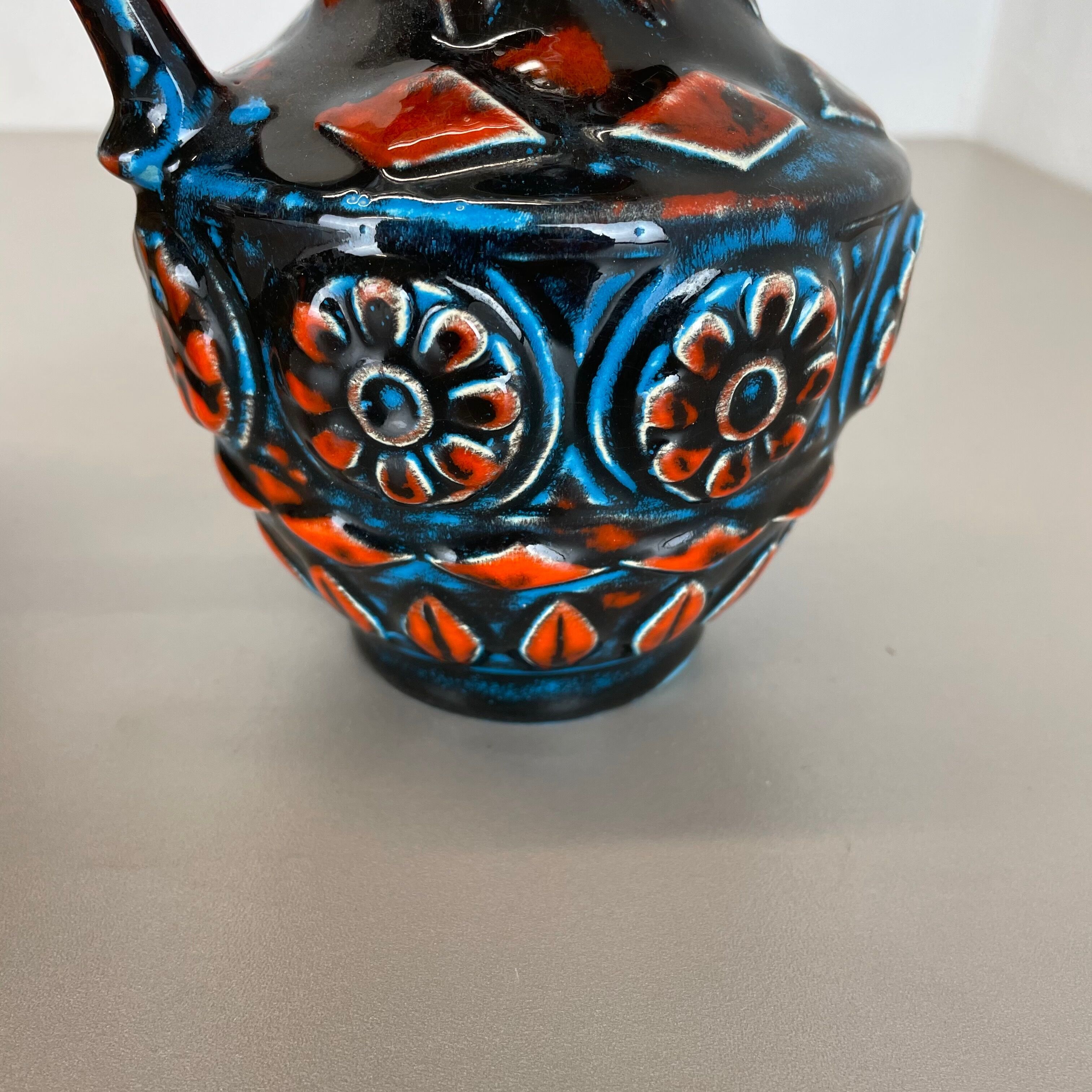 Set of 2 Multi-Color Fat Lava Op Art Pottery Vase by Bay Ceramics Germany, 1960s