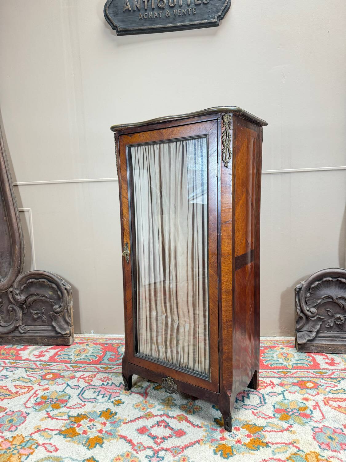 18th Century Transition Period Marquetry Display Cabinet