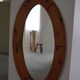 Large oval wall mirror in solid pine by Glasmäster Markaryd, Sweden, 1960s.