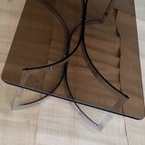 70's glass and chrome metal coffee table