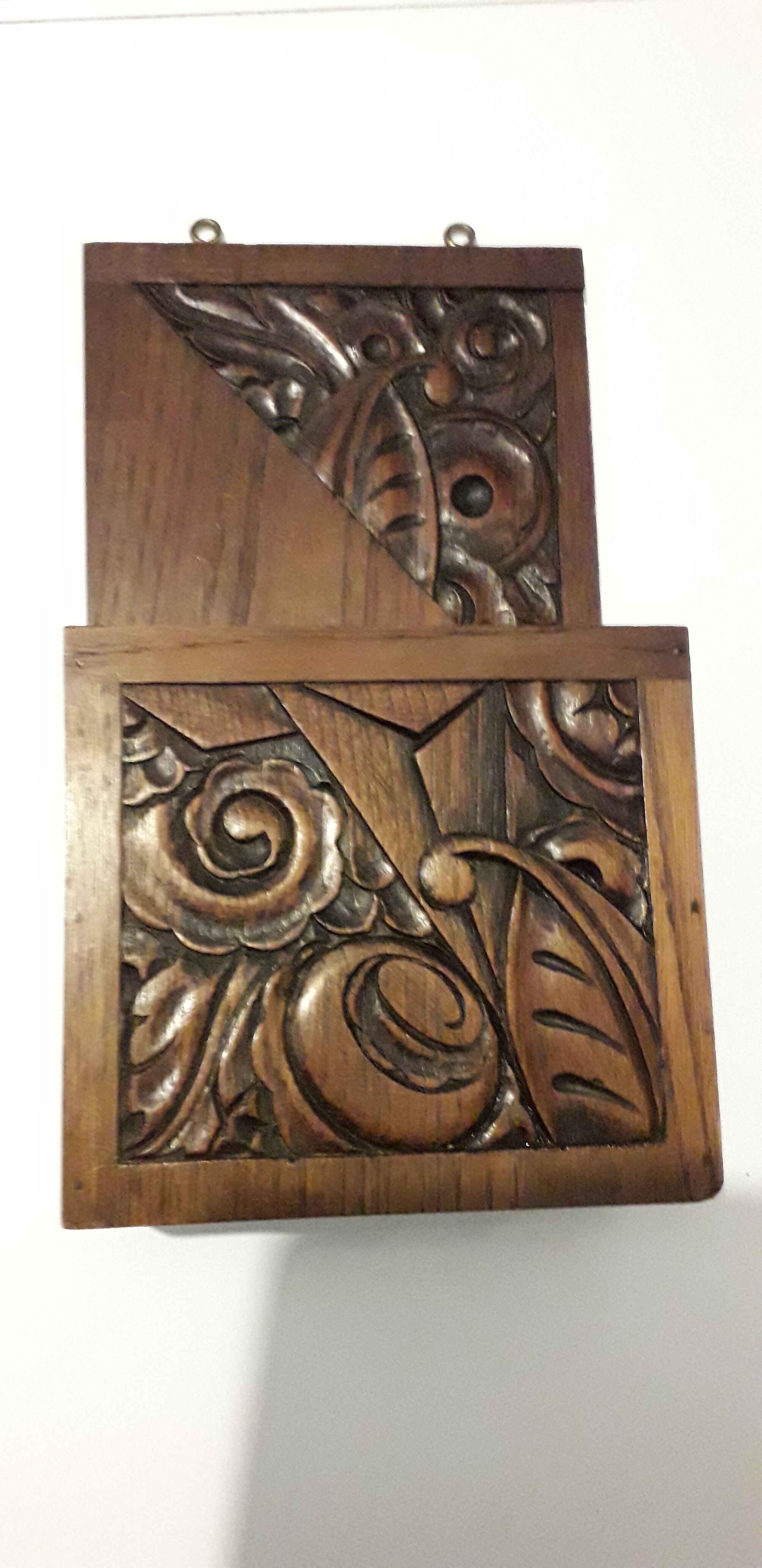 Storage box of brushes with clothes in carved wood Art Deco
