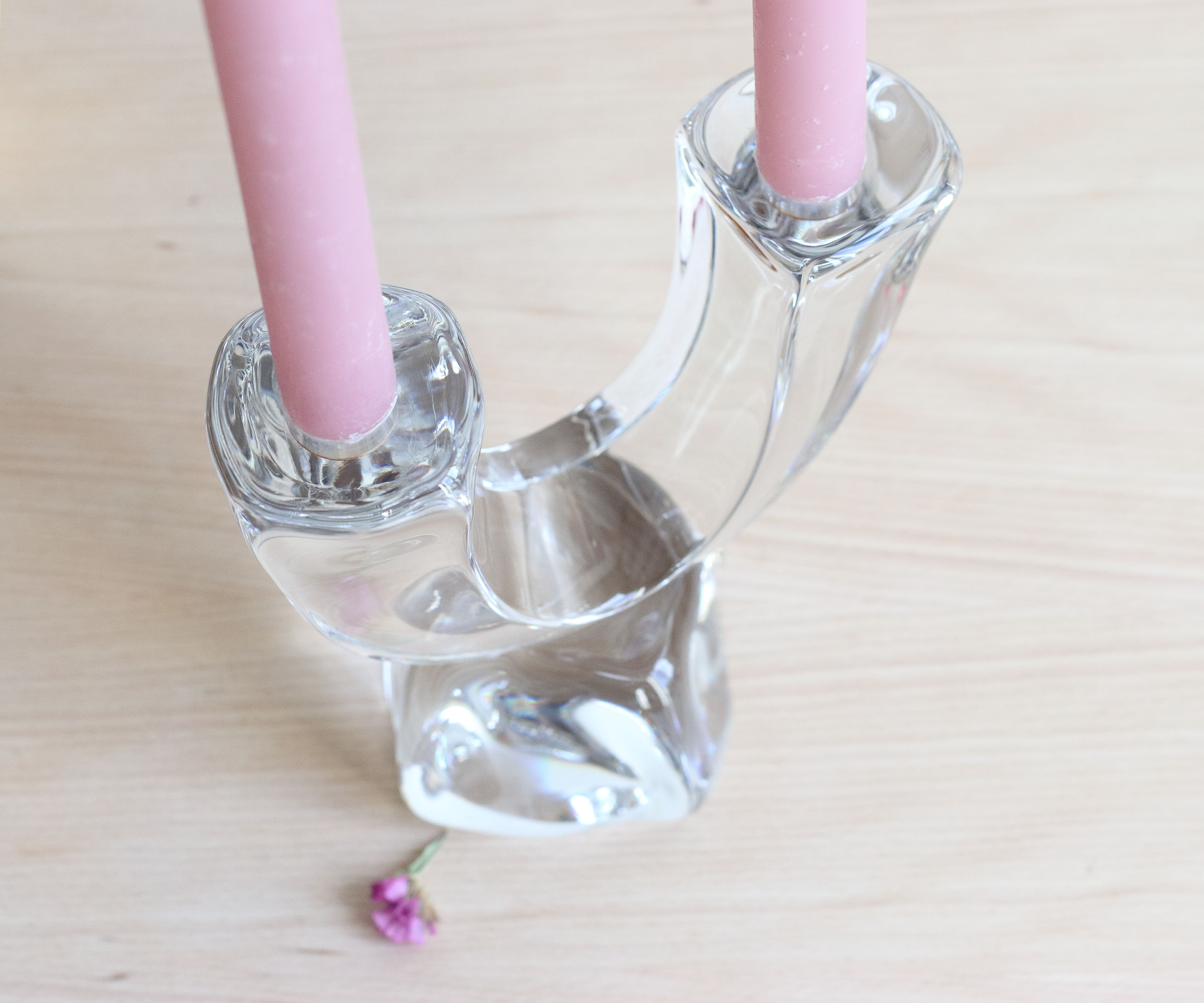 Two-branched crystal bougeoir by Daum France