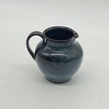 Blue/black ceramic pitcher, Vallauris, signed, vintage