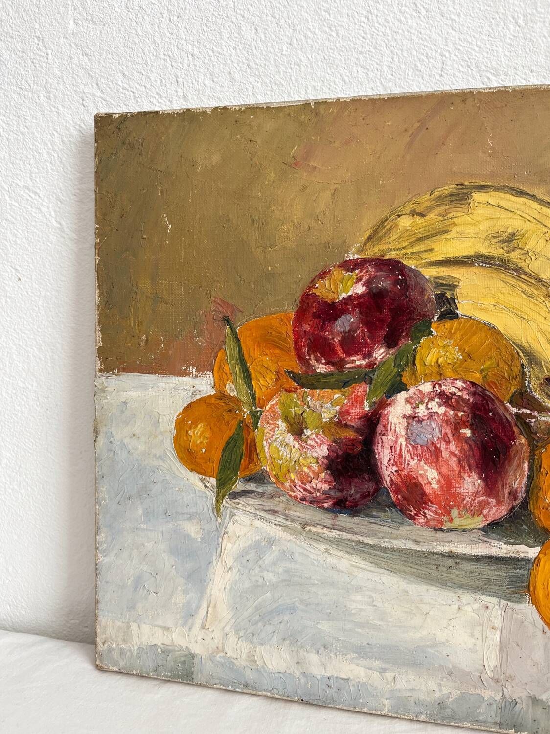 Old oil painting on canvas still life fruits 1930s