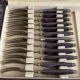 Antique dessert service 12 knives & 12 forks in brass and wood