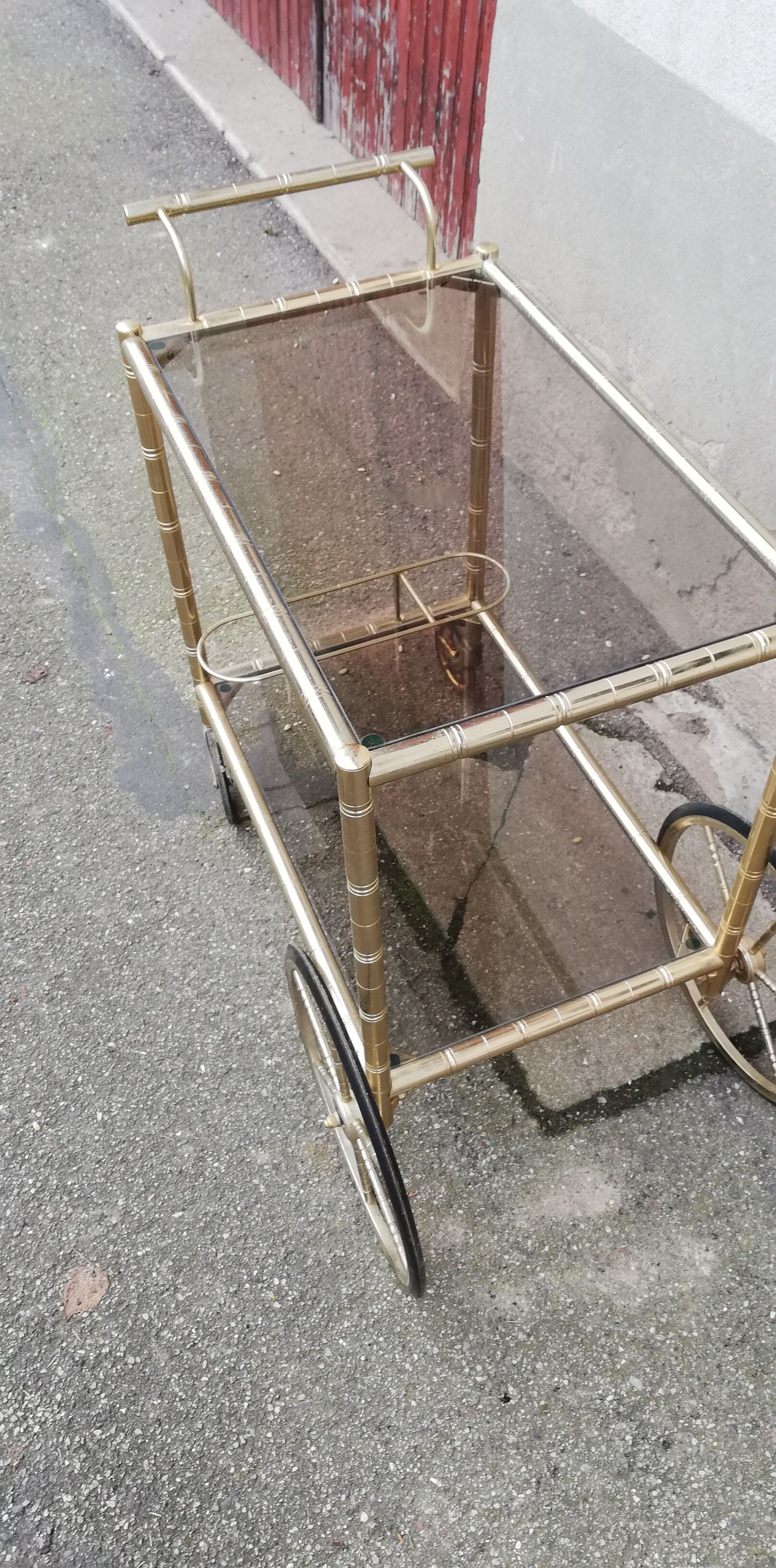 Vintage brass service 4 wheels