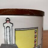 German ceramic box or mid-century biscuit jar with a teak lid by SMF Schramberg Keramik, 1960s