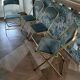 Lot de 4 chaises  pliantes - dossier et assise vert d'eau - structure métal doré -Chaisor
