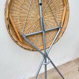Rattan and lacquered metal folding table