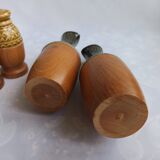 Vintage wooden and ceramic condiment set