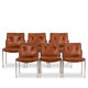 Série de 6 chaises en cuir et métal chromé, années 1970
