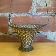 Vintage Silver-Plated Woven Basket #E015
